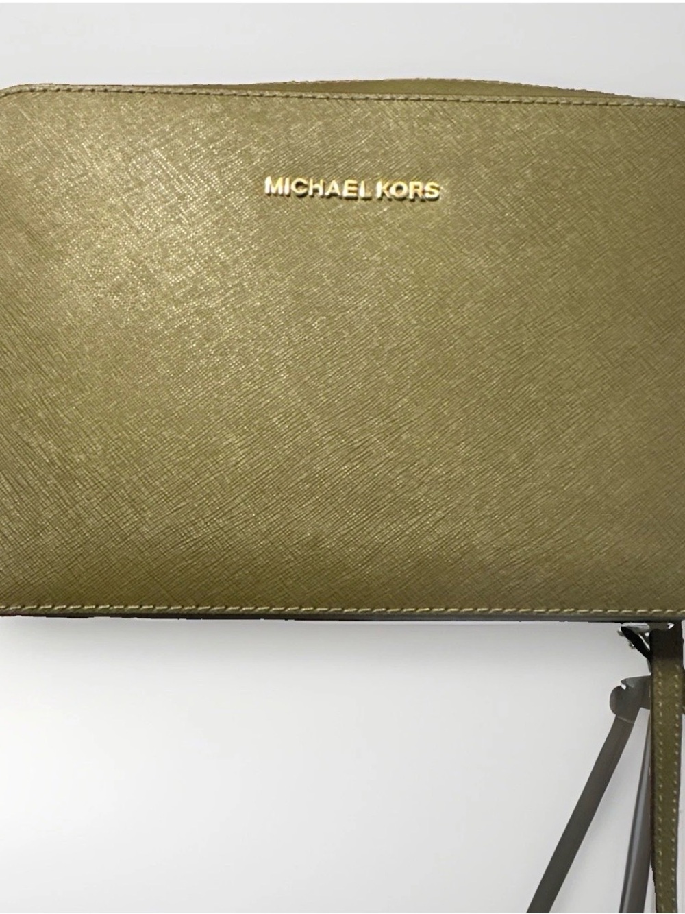 Michael Kors Olive Green Leather Crossbody with Gold Hardware